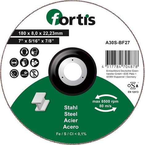 Schruppscheibe für Stahl 180 x 8 mm Fortis (1/2)