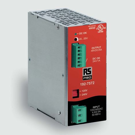 Alimentation pour rail DIN RS PRO, 48V 5A, 120 V ac, 230V c.a. ( Prix pour 1 )