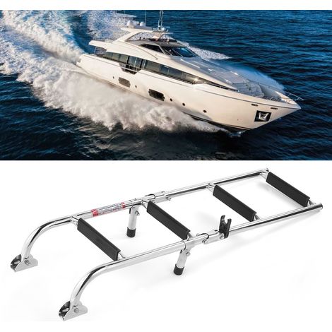 Échelle télescopique pliante à 4 marches en acier inoxydable pour bateau ou ponton (1/5)