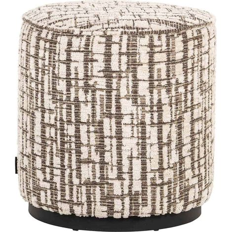 pouffe design crème dalia assise confortable et tendance salon - crème motif géométrique beige marron (1/4)