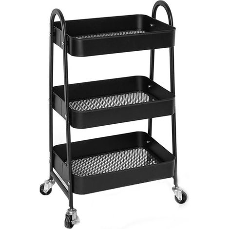 Carrello nero con 3 ceste e 4 ruote slim salvaspazio carrellino portatutto per casa cucina (1/5)