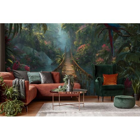 Fototapete Wald Tropisch Dschungel, für Wohnzimmer und Schlafzimmer, 150 x 105 cm – Komplettset inkl. Kleister & Anleitung (1/5)