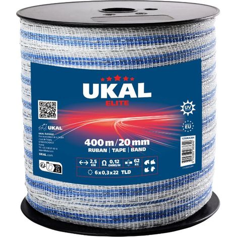 Ruban 20mm blanc et bleu ELITE 400m UKAL (1/3)