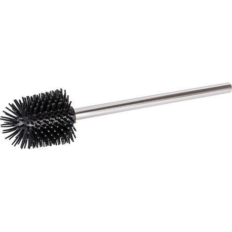 WENKO Ersatzbürste mit Edelstahlstiel Silikon Ø 8 cm, Ø 8 cm, Silber glänzend, Edelstahl rostfrei glänzend, Silikon schwarz (1/5)