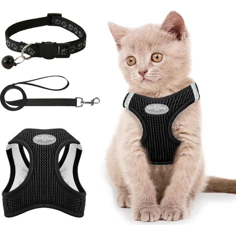 Harnais et Laisse pour Chat, Ensemble de Harnais Réglable Respirant et Confortable avec Collier Réfléchissant pour Chats et Chatons, Sécurité et Contrôle Optimal (1/5)