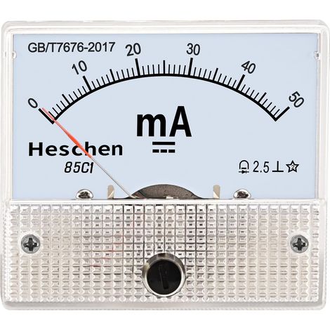 85 C1–50 MA rectangle Panneau monté courant Mètre testeur Ampèremètre DC 0–50 MA Classe 2,5 Blanc (1/5)