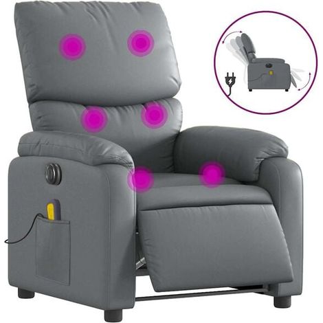 Fauteuil de massage électrique inclinable en similicuir gris (1/5)