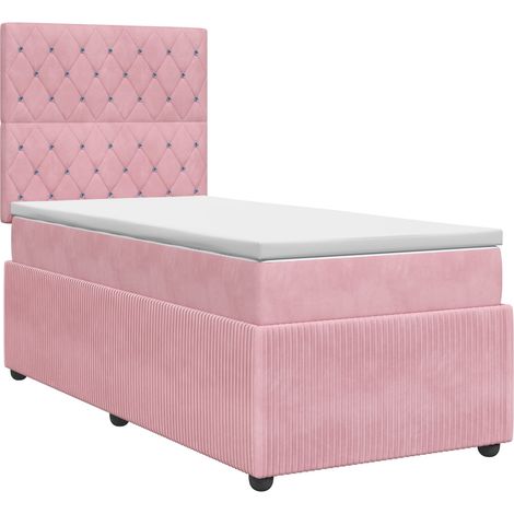Cama box spring con colchón Rosa 90 x 200 cm Terciopelo vidaXL (1/5)