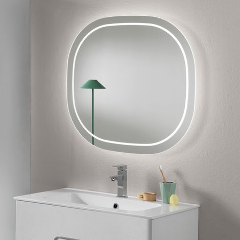 Specchio da bagno sagomato HELIOS 72 cm con LED frontale 4000K (1/3)