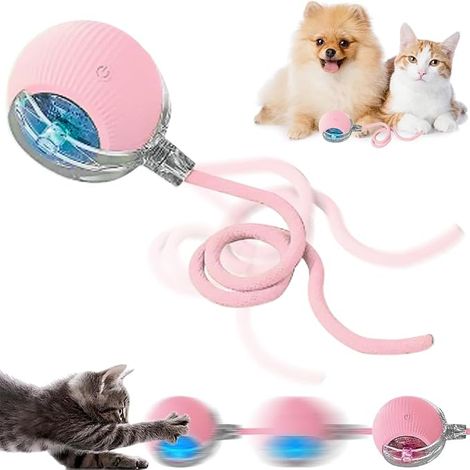 Jouet interactif pour Chat, Balle de Jouets interactifs pour Chats d'intérieur, Jouet Interactif Chien Balle Qui Bouge Toute Seule (Rose) (1/5)