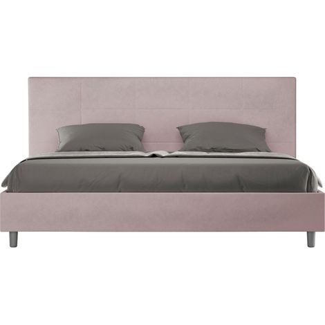 Letto matrimoniale king size con rete imbottito 180x210 microfibra glicine Mika