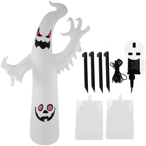 Aufblasbarer Halloween-Geist (2,4 m) mit bunten LED-Lichtern, wasserdicht (IP44), 220–240 V, UK-Stecker (1/5)
