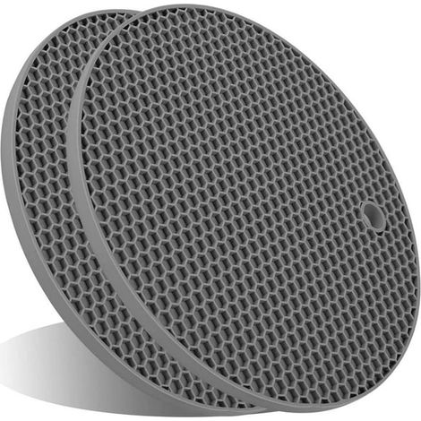 Maniques en silicone épais pour plats chauds, résistants à la chaleur, tapis de protection pour cuisine, protège-mains pour four, dessous de plats et casseroles, lot de 2, noir et rouge. (1/5)