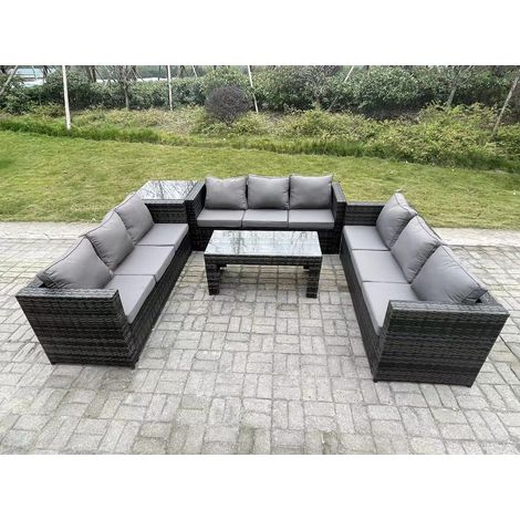 Fimous Rattan Garten Möbel Lounge Sofa Set im Freien mit länglichem rechteckigem Couchtisch und Beistelltisch (1/5)