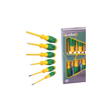 Coffret de 6 tournevis isolés 412100 – Isolation jusqu'à 1000V – Lames en acier chrome vanadium – Manches bi-matière confortables (1/6)