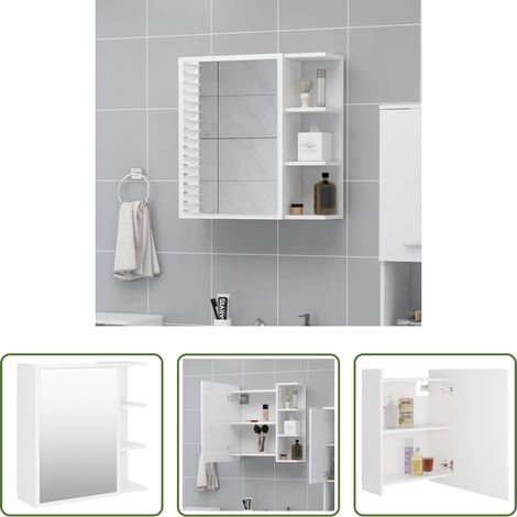 vidaXL Rangement salle de bain - Armoire à miroir de salle de bain Blanc Bois d’ingénierie (1/5)