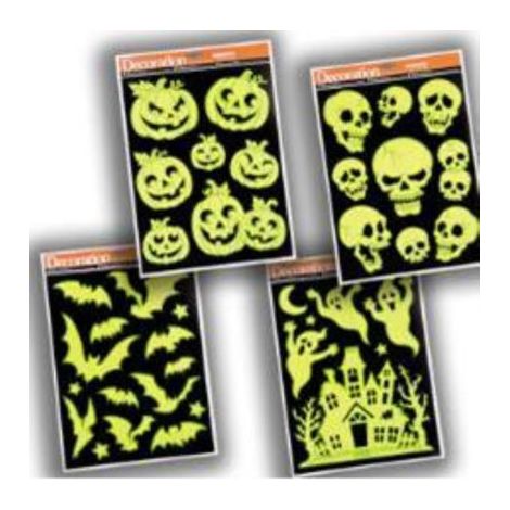 ADHESIVO FLUORESCENTE 40X30CM STDO 4 MODELOS HALLOWEEN