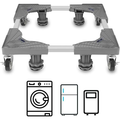 Mini support de réfrigérateur réglable pour machine à laver avec 4 roues pivotantes verrouillables, base mobile universelle pour sèche-linge et réfrigérateur (1/5)