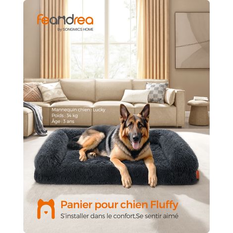 FluffyHug Panier pour Chien, Canapé pour Chiot, Taille XXL, pour Chiens de Grande Taille, en Mousse Alvéolée, avec Housse Amovible Lavable, 122 x 85 x 16 cm, Gris Foncé (1/5)