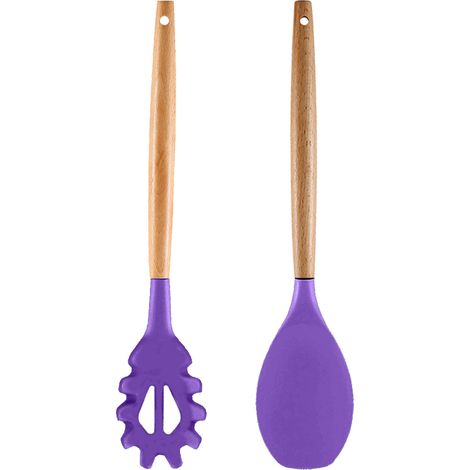 Set Ustensiles Cuisine - 2 Pièces Spatule Silicone et Métal - Pour Casseroles Antiadhésives - Usage Cuisine Maison (1/5)