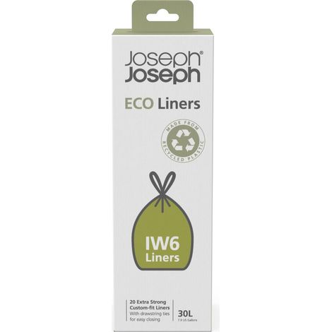 Sacs poubelles en plastique recyclé, sacs pour déchets de cuisine avec Fermeture à Poignées coulissantes, très résistants - 20 sacs, 30 litres, gris (1/4)