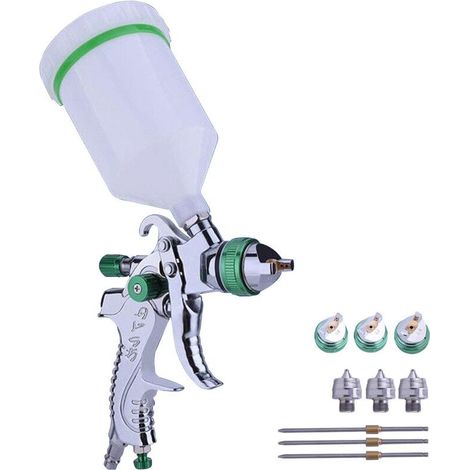Pistolet à peinture HVLP 600cc – Alimentation par gravité – Buses 1.4/1.7/2.0mm – Atomisation précise pour revêtements épais (1/5)