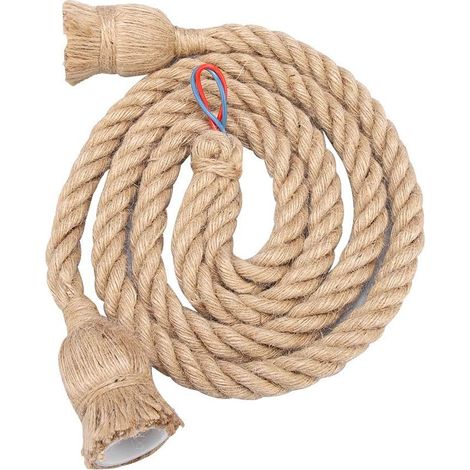 Vintage Hemp Rope Pendant Light, 2 m E27 Retro Pendant Light Rope Ceiling Light Base Light Holder 85-265V (2m 2 Heads) (1/5)