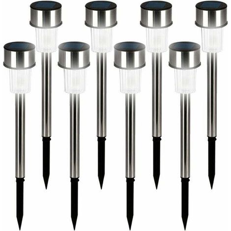 8x Lampes solaires de Jardin luminaire extérieur LED acier inoxydable Jardin Eclairage solaire blanc chaud (1/5)