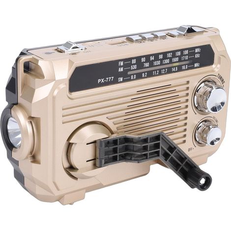 Radio d'urgence Solaire à Manivelle, Haut-Parleur Portable Bluetooth 5.2 avec Lampe de Poche et Plusieurs Modes de Lecture, pour Une Utilisation Intérieure et Extérieure (Kaki) (1/5)