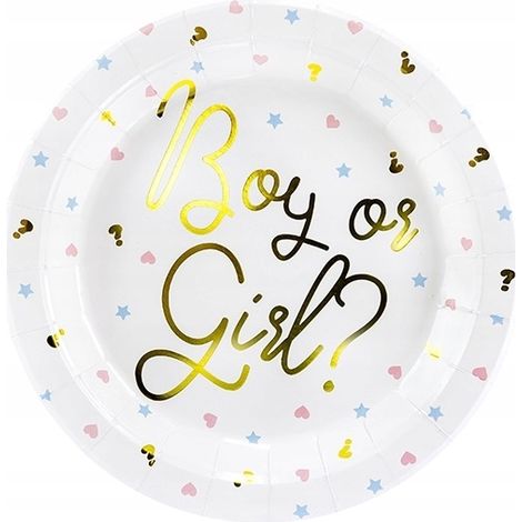 Assiettes pour baby shower garçon ou fille 23 cm, lot de 6. (1/3)