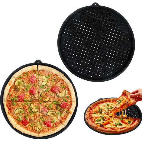 Plaque Pizza Four Plaque de Cuisson PerforéE Plat a Pizza Plaque Four Universelle Assiette Pizza Barbecue Rondes Plat a Tarte 33 cm (1/5)
