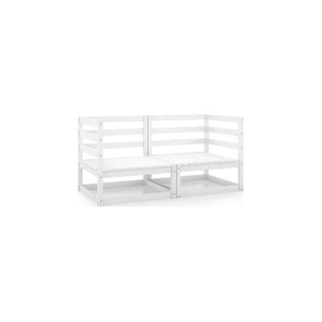 Canapés d'angle de jardin 2 pcs Blanc Bois de pin massif (1/5)