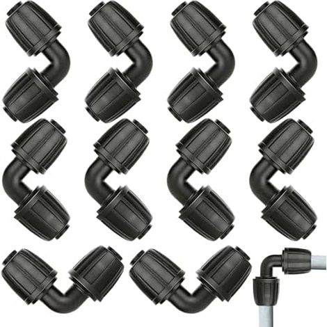CSPARKV 10Pcs Micro Drip System L-Connector - 1/2" Joint, Universal, Heavy Duty and Durable Elbow Garden Hose Connectors for Agricultural and Home Irrigation Accessories
