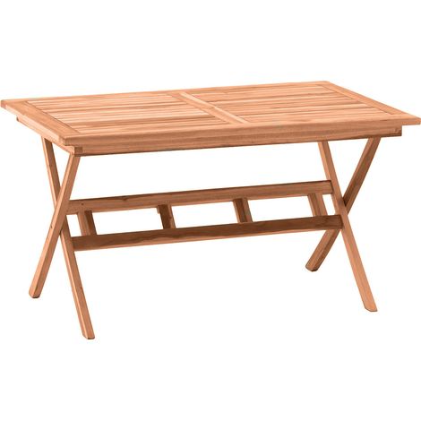 Table de salon de jardin en bois de teck massif naturel Eoline (1/5)