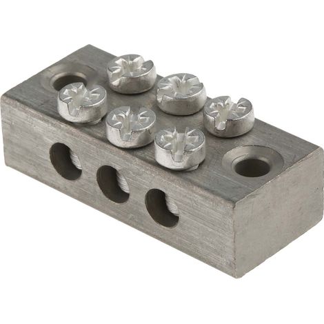 Bloc de mise à la terre 3 voies , raccordement A visser, 0 16 AWG, Gris ( Prix pour Paquet de 5 ) (1/2)
