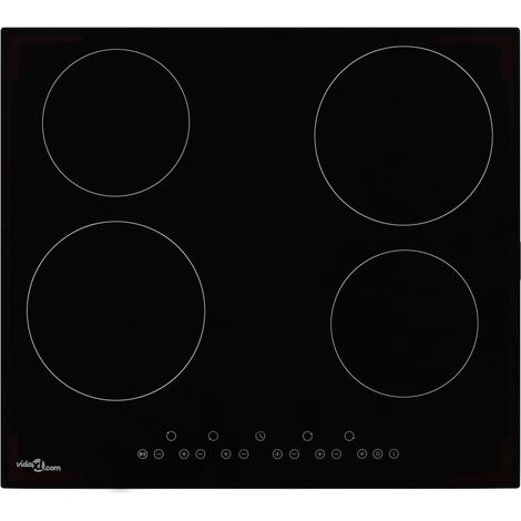 Vidaxl – Plaque vitrocéramique 4 foyers – Commande tactile – Puissance 6000 W – Verre résistant à la chaleur – Indicateur de chaleur résiduelle