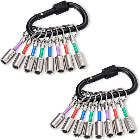 【16 Pieces 2 Sets】 Magnetic Bit Holder for Drill Bit, Key Ring 1/4" Hex Shank, One-Hand Quick Change Compact Tool Storage for DIYers and Craftsmen (1/5)