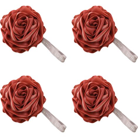 Gant De Douche En Forme De Rose - Maille Dense Pour Mousse Riche - Exfoliation Douce Peau Lisse - Lot De 4 Couleurs Variées (1/5)