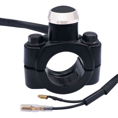 Bardusch 1 Pc 12V Moto Guidon Interrupteur Poussoir Arrêt Moteur Démarrage Kill Switch 22mm (7/8 ") Avec Plaque De Montage Pour VTT, Dirt Pit Bike, Scooter, Quad (1/4)