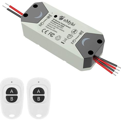 Commutateur de télécommande RF sans fil intelligent 220V 2 canaux Commutateur de module de relais RF sans fil 90-250V domotique 433Mhz avec deux émetteurs 1 paquet (1/5)
