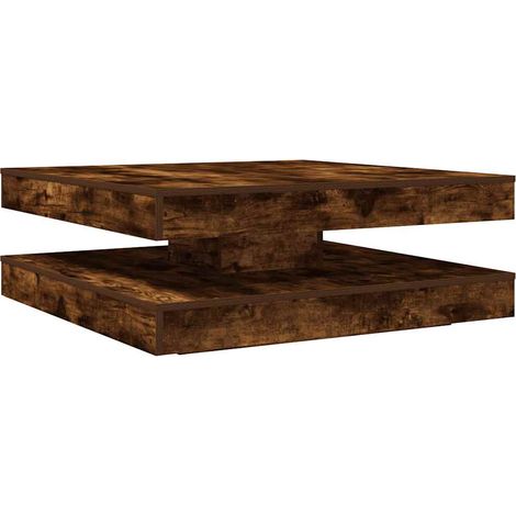 Maison Exclusive - Table basse rotative à 360 degrés chêne fumé 90x90x34,5 cm