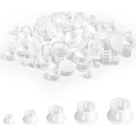 120 Bouchon Plastique Blanc, 6/8/10/16/20mm Cache Trou Plastique Cache Trou Meuble Capuchon Trou de Perçage Cache Trou Rond pour Meubles de Tube de Trou de Verrouillage (1/5)