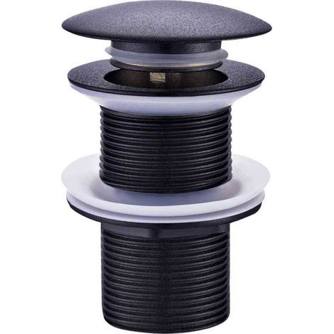 Bonde de Lavabo Clic-Clac, diam. 63 mm, certifié NF, sans Trop Plein, pour Grande Epaisseur (Plan De Travail), Finition Noire (1/5)