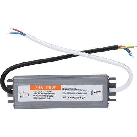 Alimentation LED étanche 60W ultra-mince, transformateur AC 110-250V 50/60Hz sortie DC 24V, pour éclairage LED (1/5)