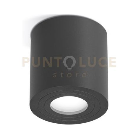 GES1074- PLAFONIERA ALLUMINIO GRIGIO ANTRACITE TONDA 1 LUCE ATTACCO GU10 D.9CM