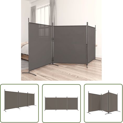 The Living Store 3-tlg. Paravent Anthrazit 525x180 cm Stoff - Paravent - Raumteiler - Zimmerabtrennung - Sichtschutz - Wohnraumgestaltung (1/5)