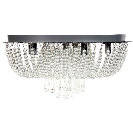 Lámpara de araña chic hierro con cristales acabado cromo iluminación sala de estar comedor plateado Dornas (1/5)