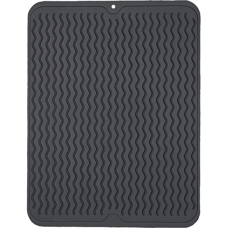 Tapis d'égouttage en silicone résistant à la chaleur 40 x 30 cm noir (1/5)