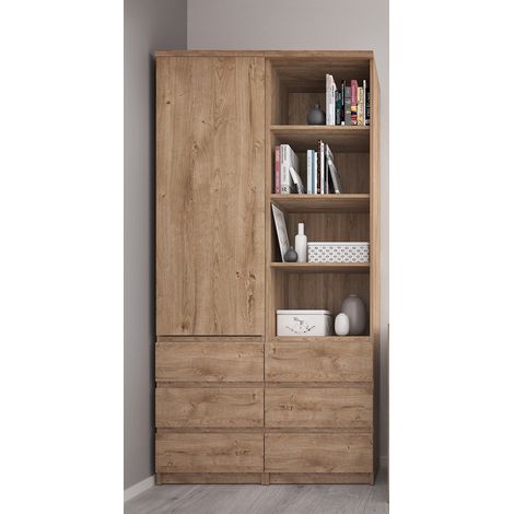 Regalschrank Set in Eiche Nb. FORTALEZA-129, B/H/T ca. 100,2/200/40 cm (1/5)