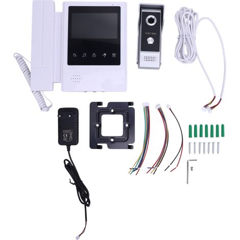 Interphone vidéo avec écran tactile de 4,3 pouces, interphone filaire, sonnette de type téléphone, vision nocturne infrarouge, communication bidirectionnelle, pour maison, bureau, villa ou appartement (1/5)